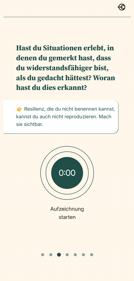 Voicy App mit Reflexionsfrage